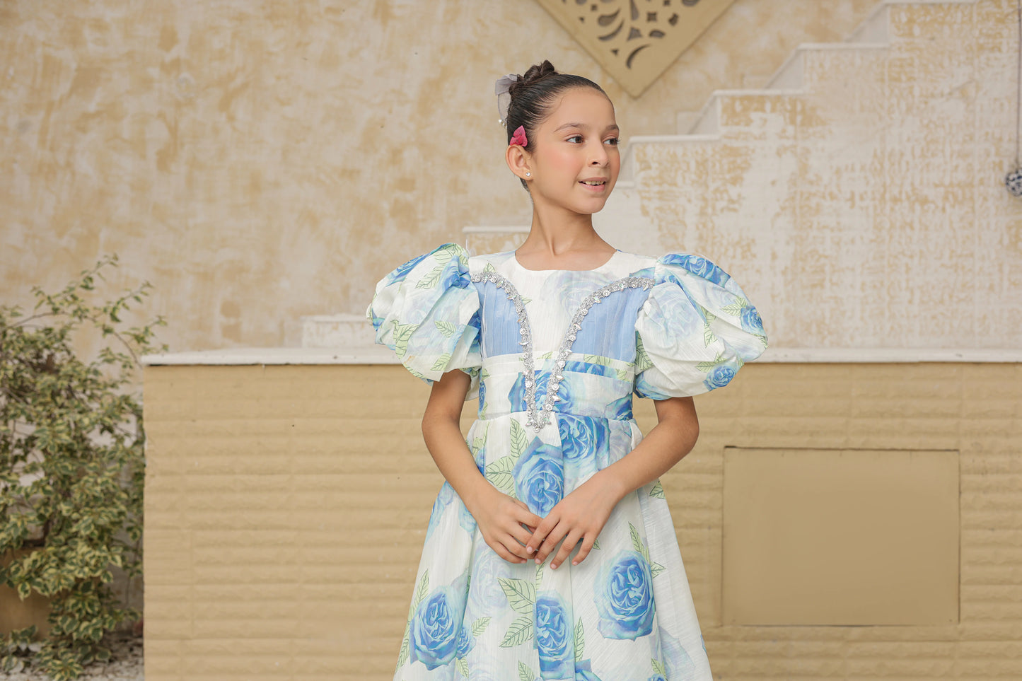 Sky Blossom Frock Imported Printed Cotton Fabric
