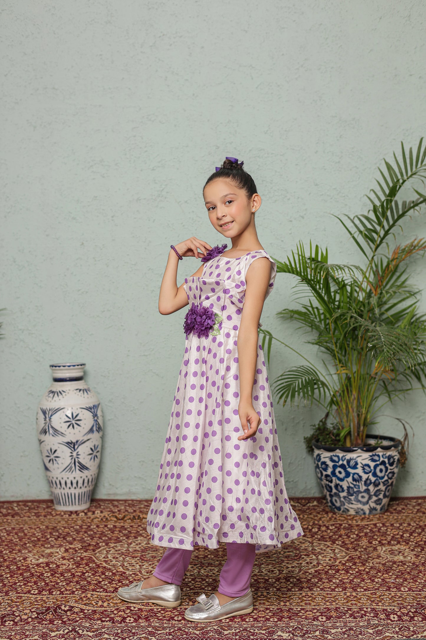 Lavender Bloom Frock Imported Cotton Fabric