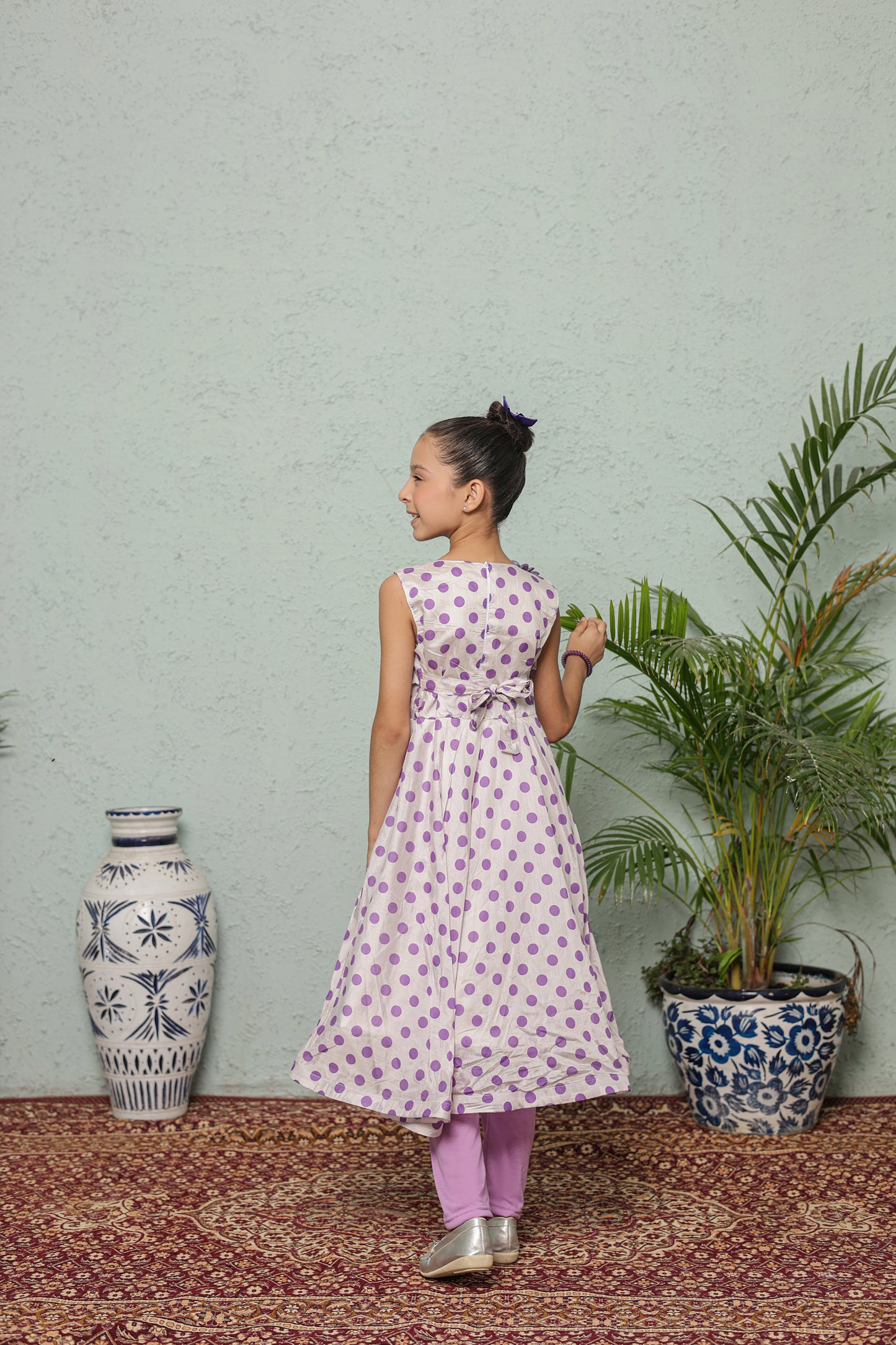 Lavender Bloom Frock Imported Cotton Fabric