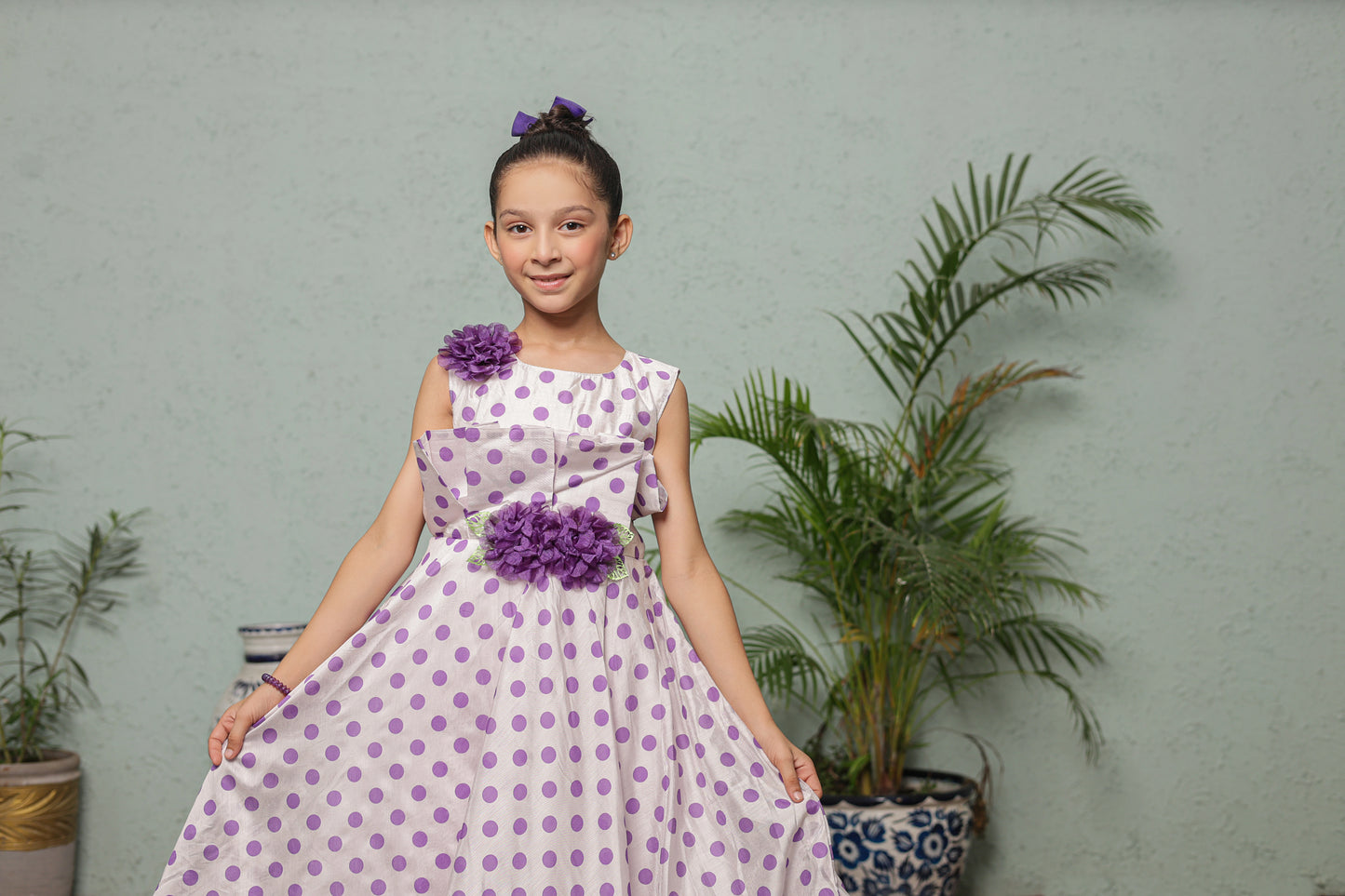 Lavender Bloom Frock Imported Cotton Fabric