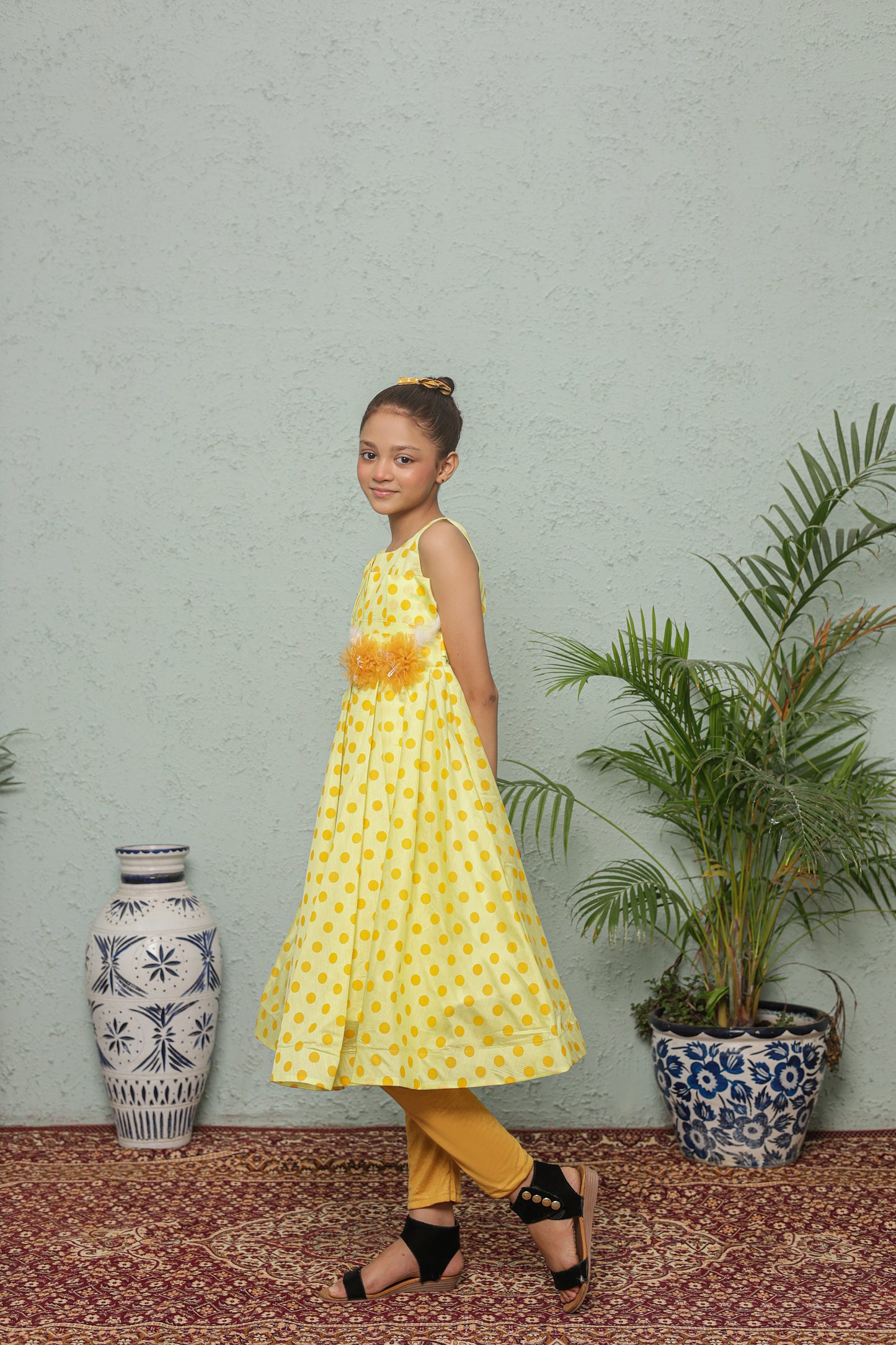 Orange Bloom Frock Imported Cotton Fabric