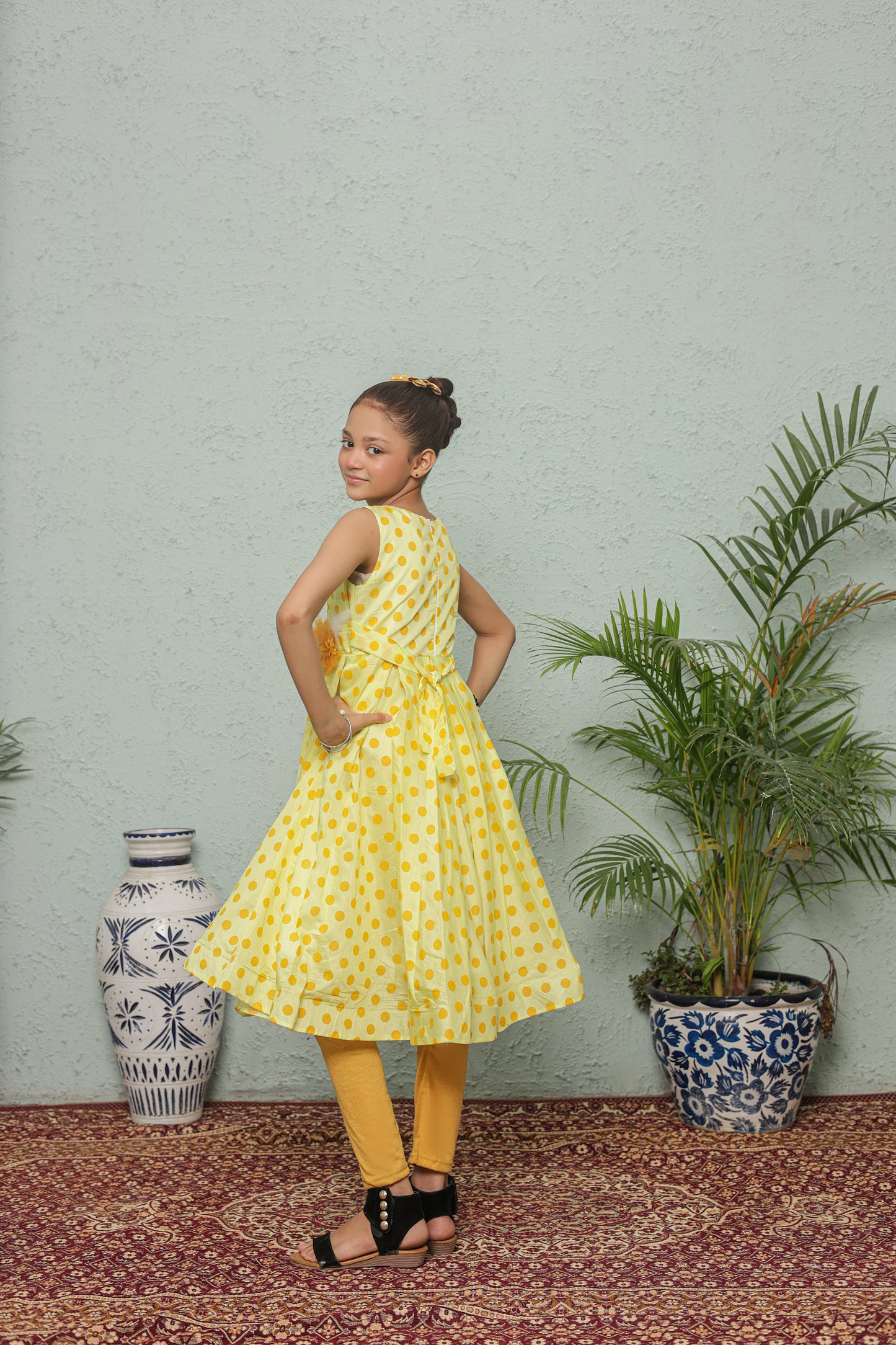 Orange Bloom Frock Imported Cotton Fabric