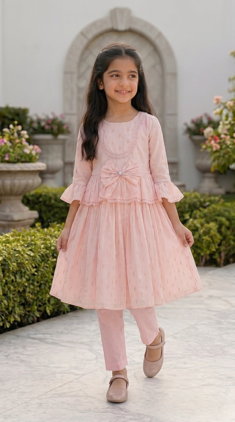 Blush Rose Premium Fancy Cotton Frock Set