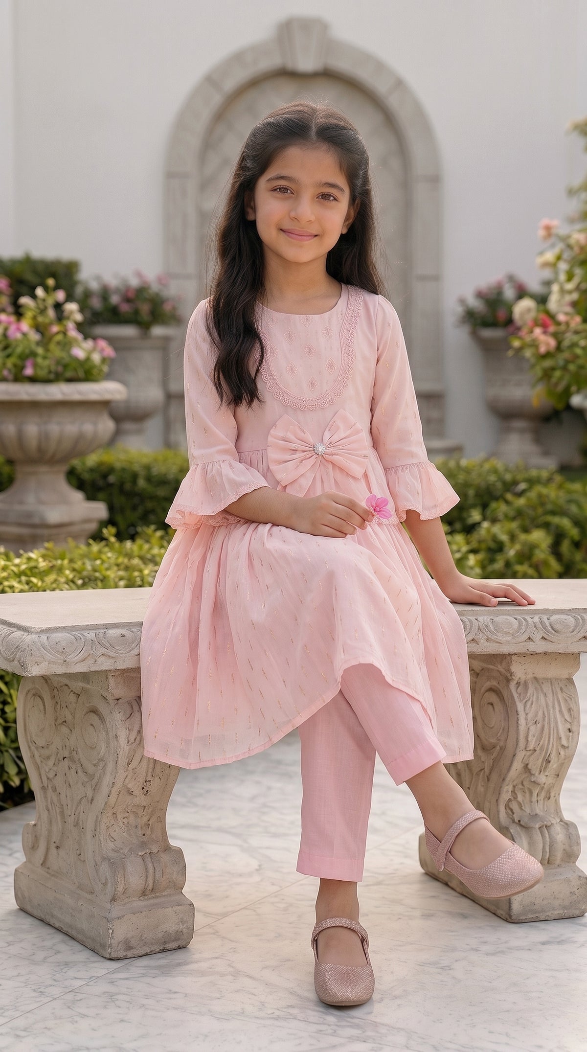 Blush Rose Premium Fancy Cotton Frock Set