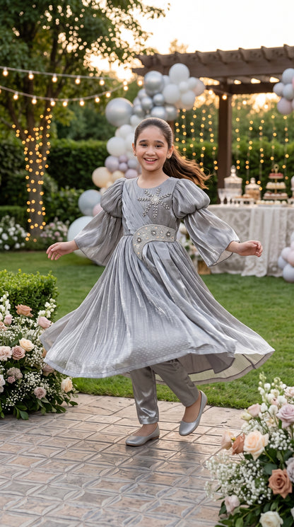 Silver Mist Grace Fancy Tissue Frock Set
