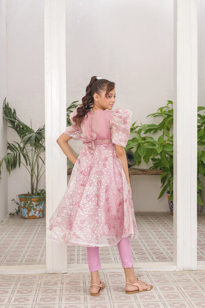 Sweetheart Petals Frock Imported China Printed Tissue Fabric