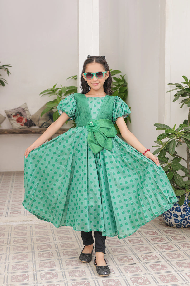 Mint Meadow Frock Imported Printed Cotton Fabric