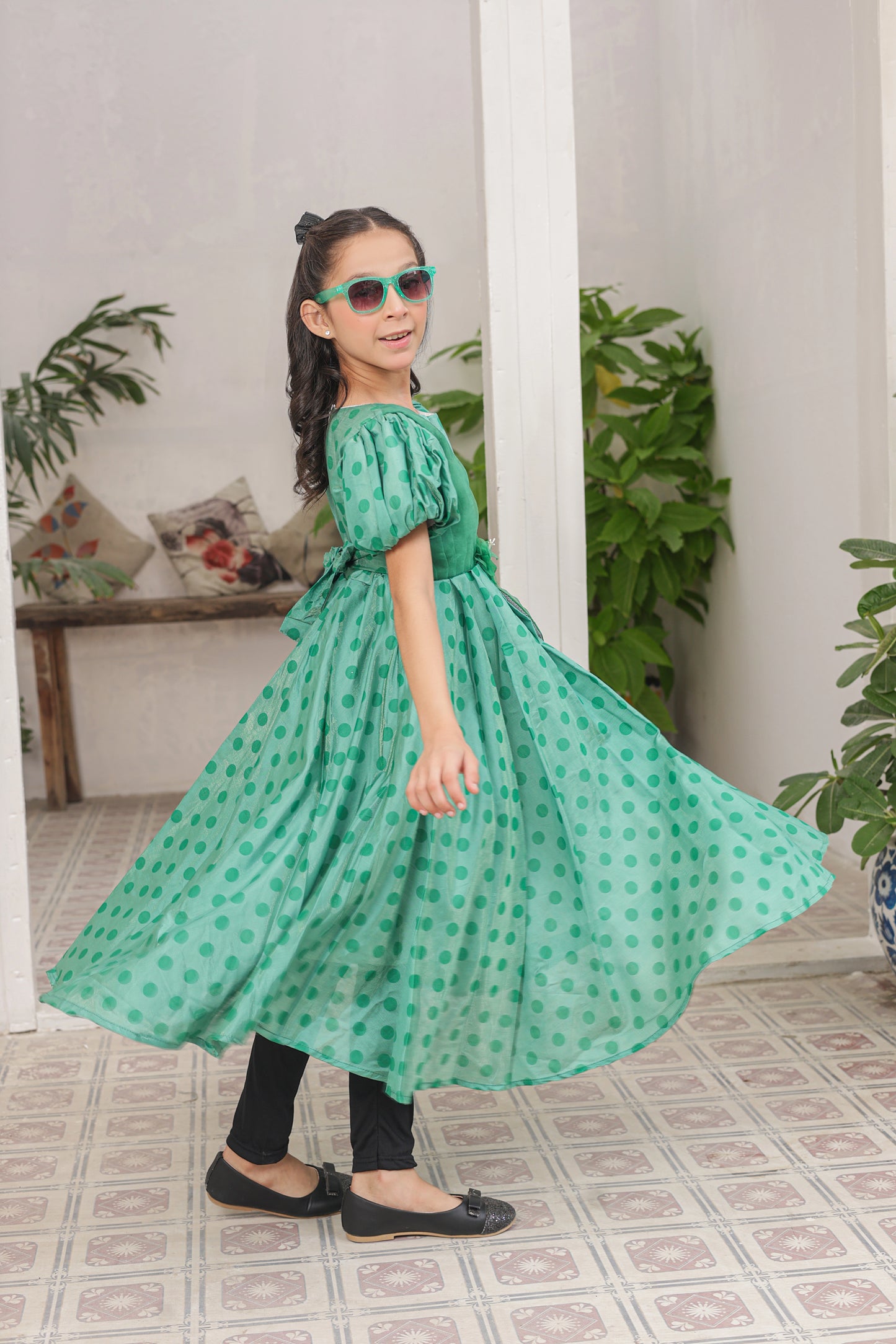 Mint Meadow Frock Imported Printed Cotton Fabric