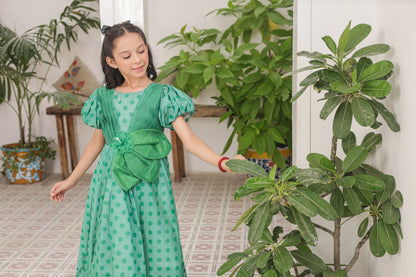 Mint Meadow Frock Imported Printed Cotton Fabric