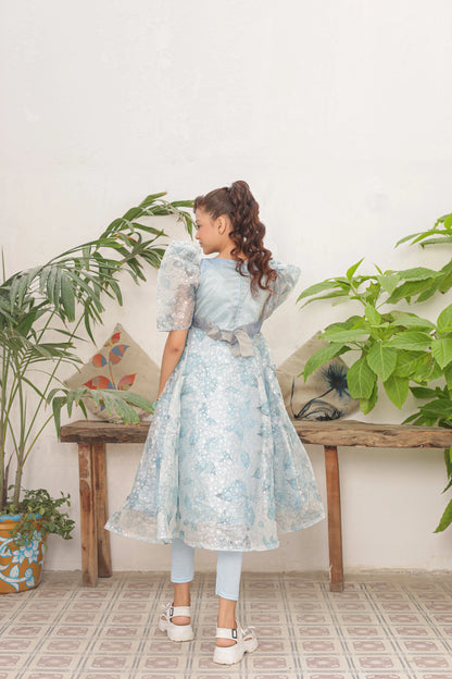 Crystal Mist Frock Imported China Printed Tissue Fabric