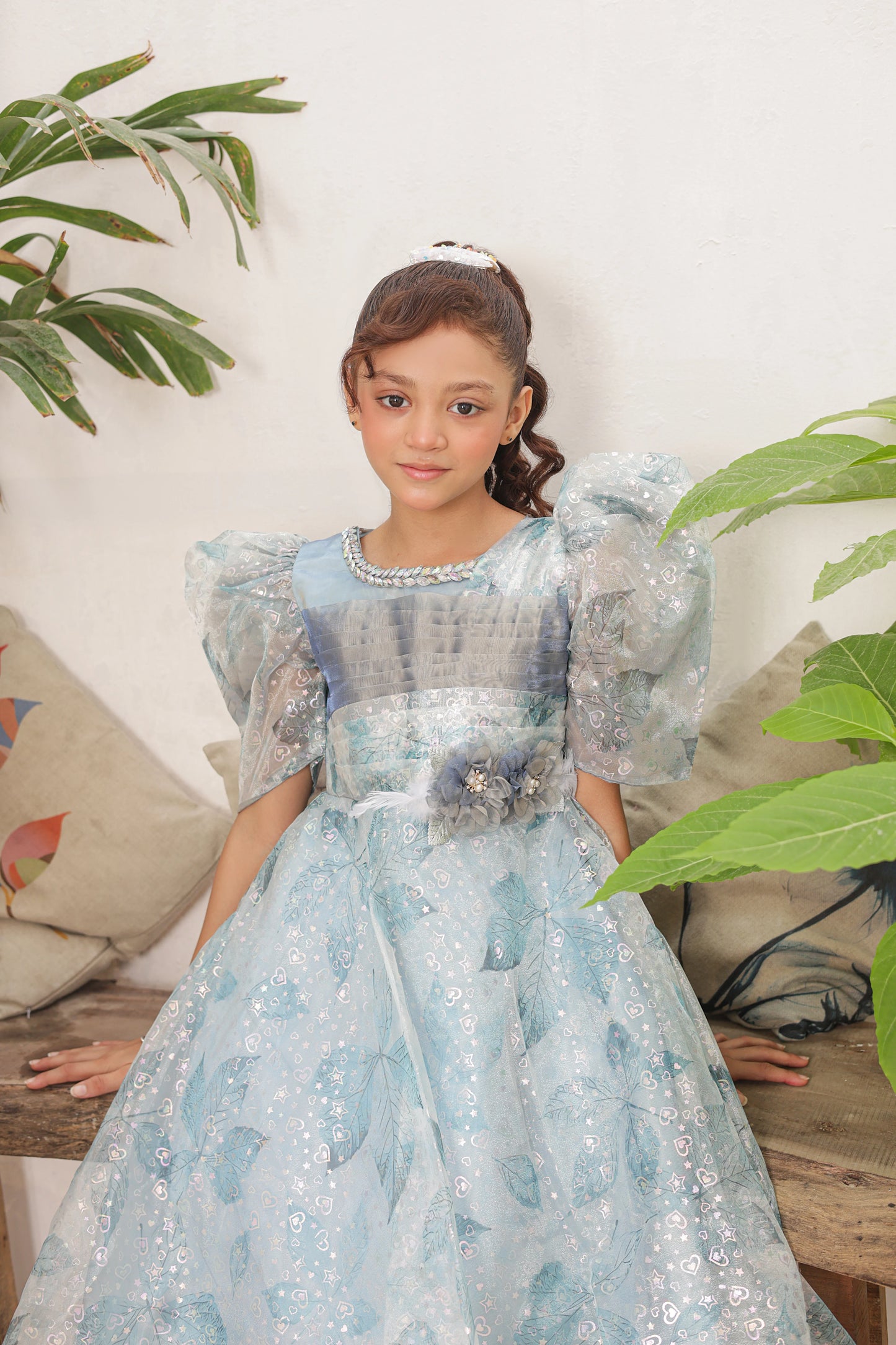 Crystal Mist Frock Imported China Printed Tissue Fabric