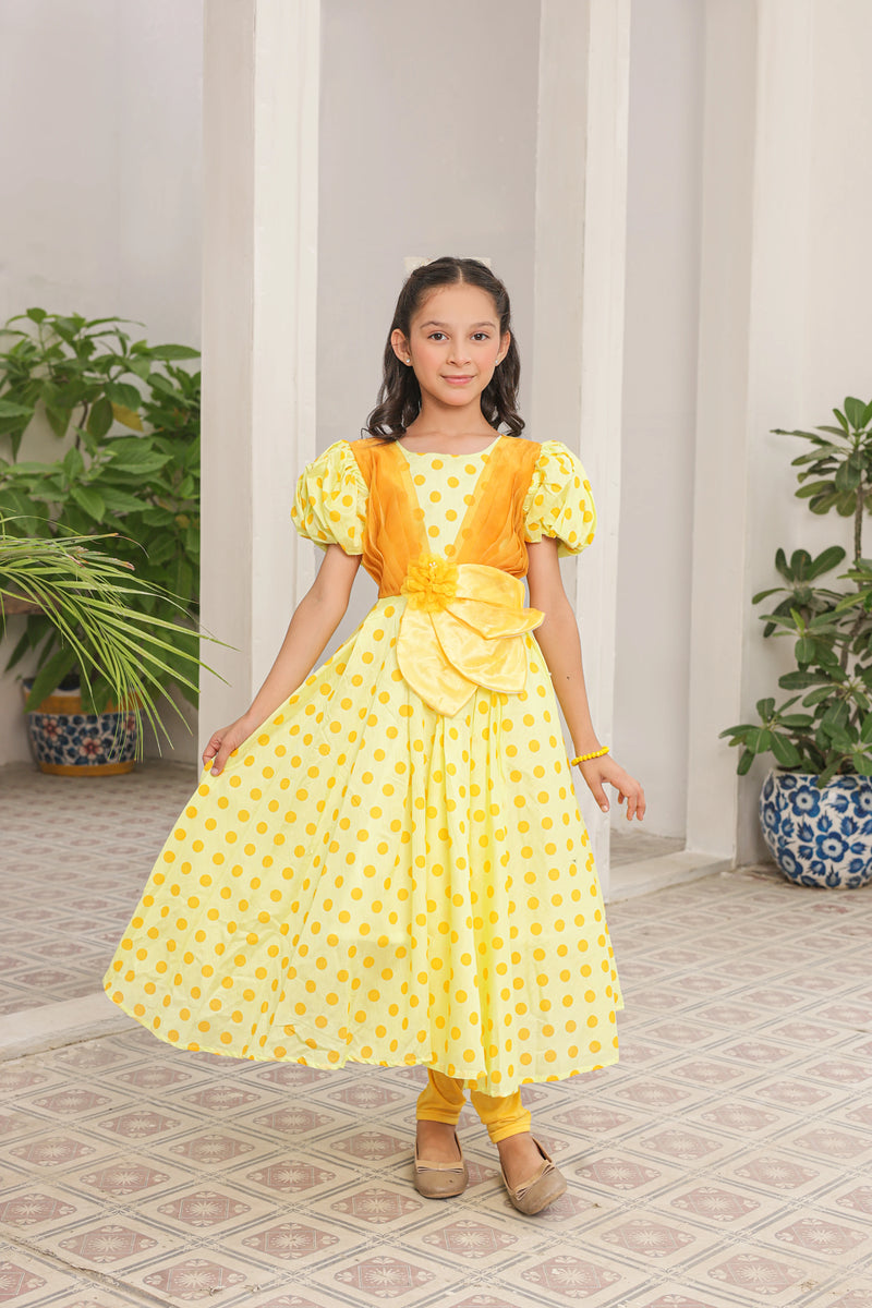 Honey-drop Delight Frock Imported Printed Cotton Fabric