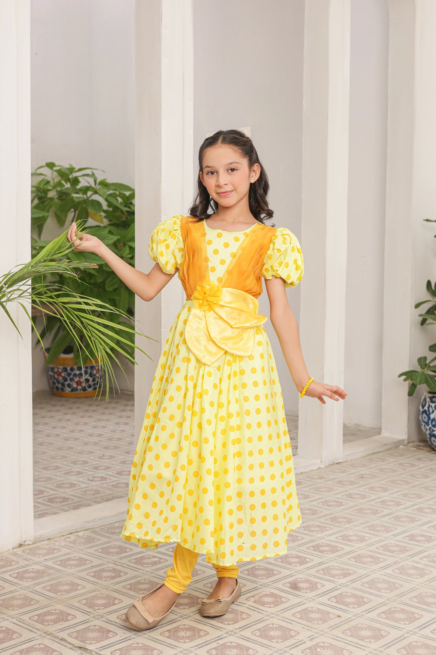 Honey-drop Delight Frock Imported Printed Cotton Fabric