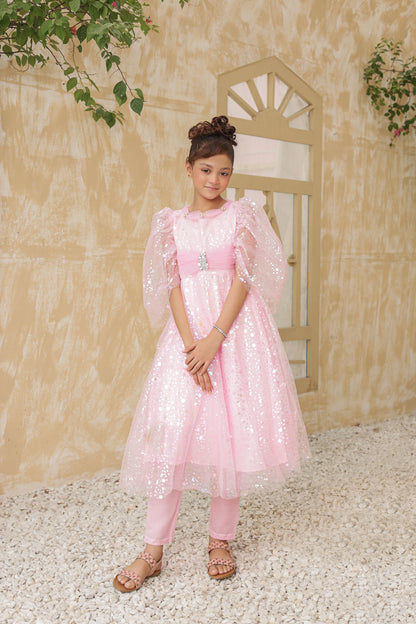 Fairy Blush Frock Imported China Printed Nylon Fabric