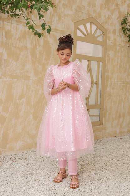 Fairy Blush Frock Imported China Printed Nylon Fabric