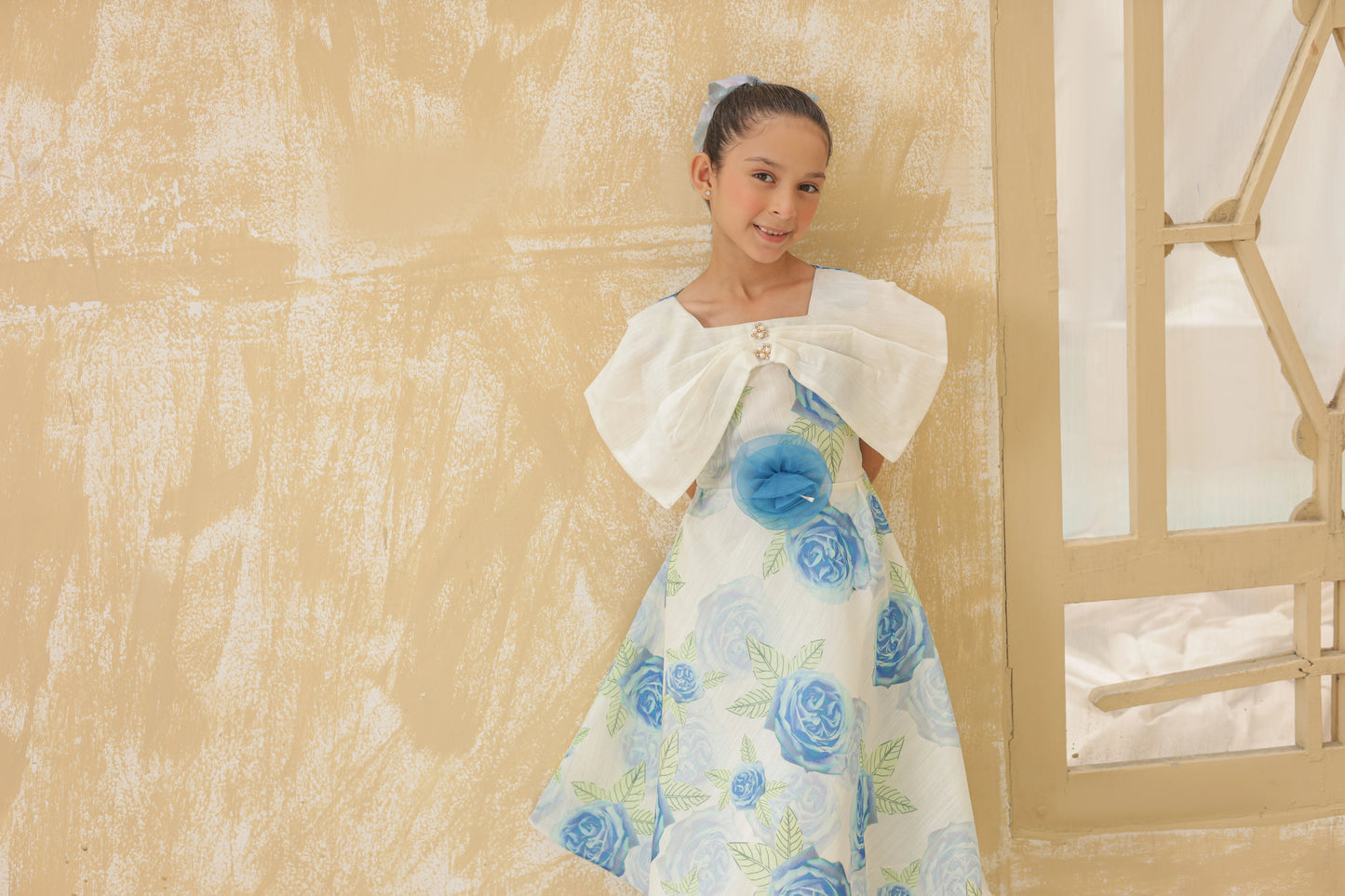 Blue Mist Beauty Frock Imported Printed Cotton Fabric