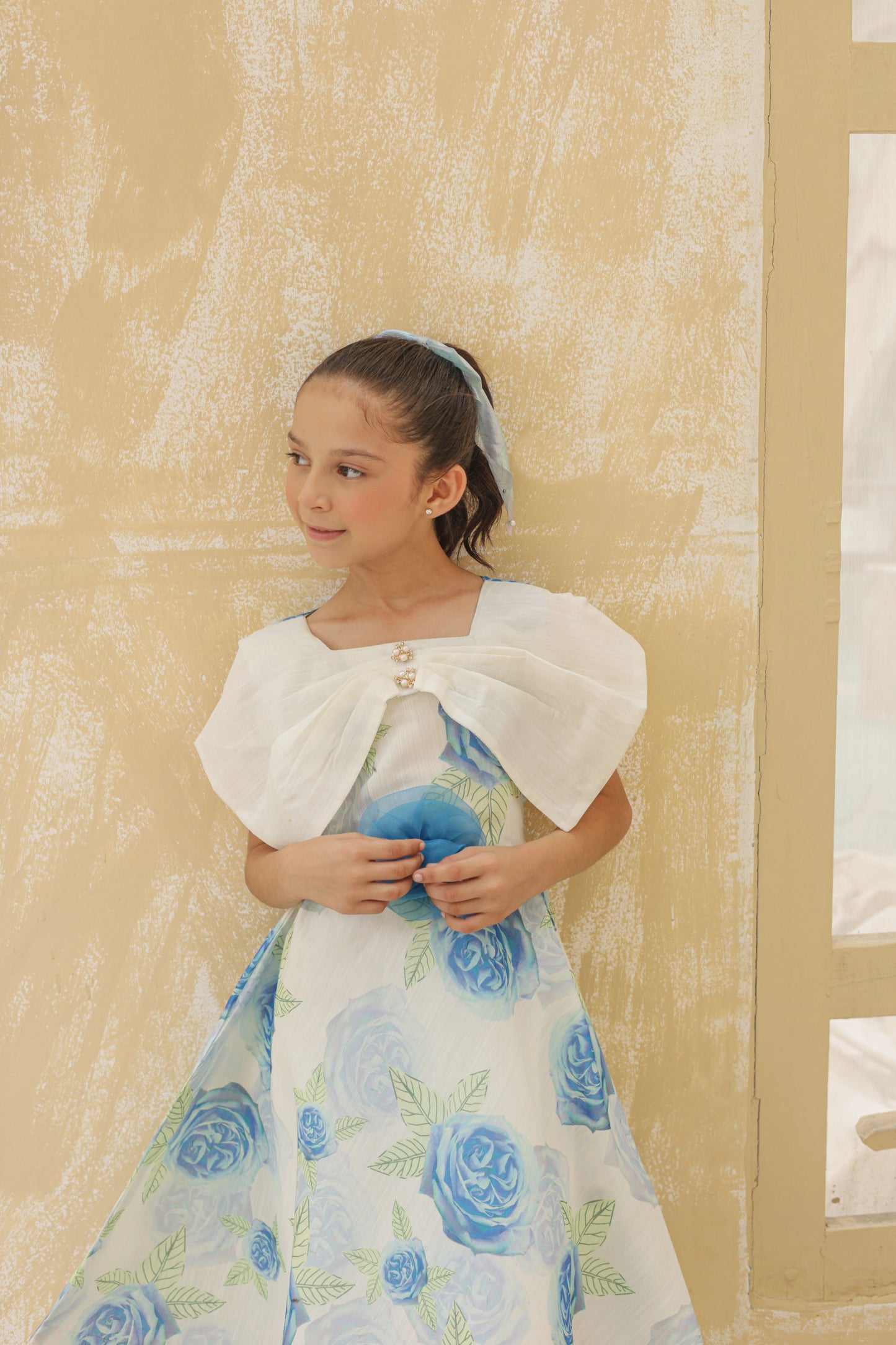 Blue Mist Beauty Frock Imported Printed Cotton Fabric
