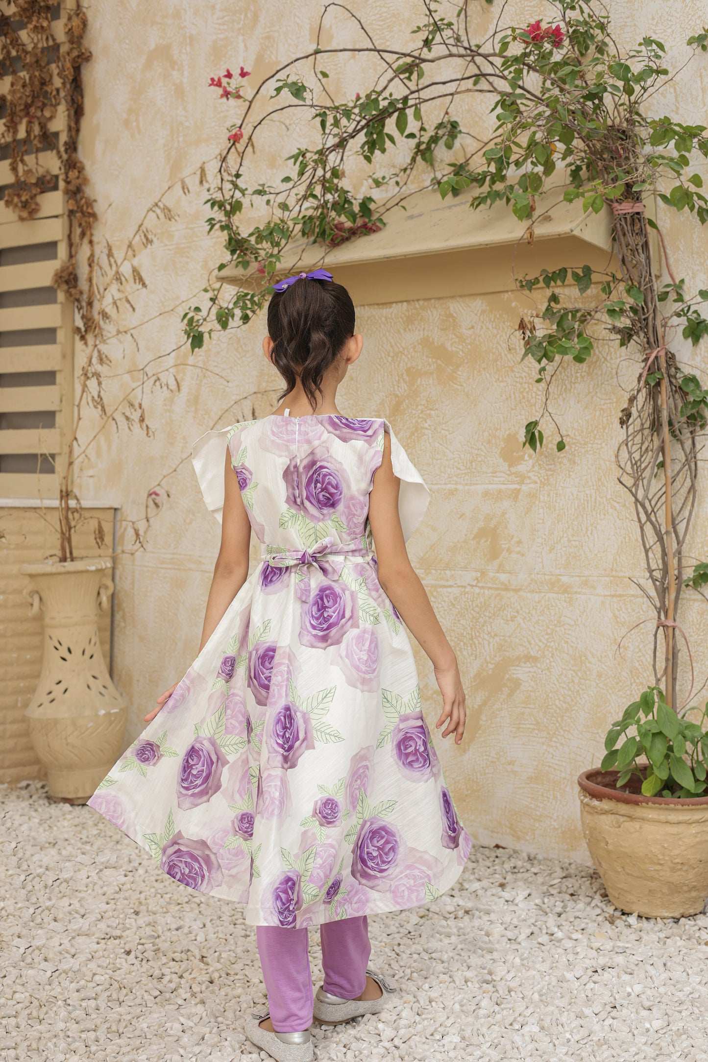 Lilac Bloom Frock Imported Printed Cotton Fabric