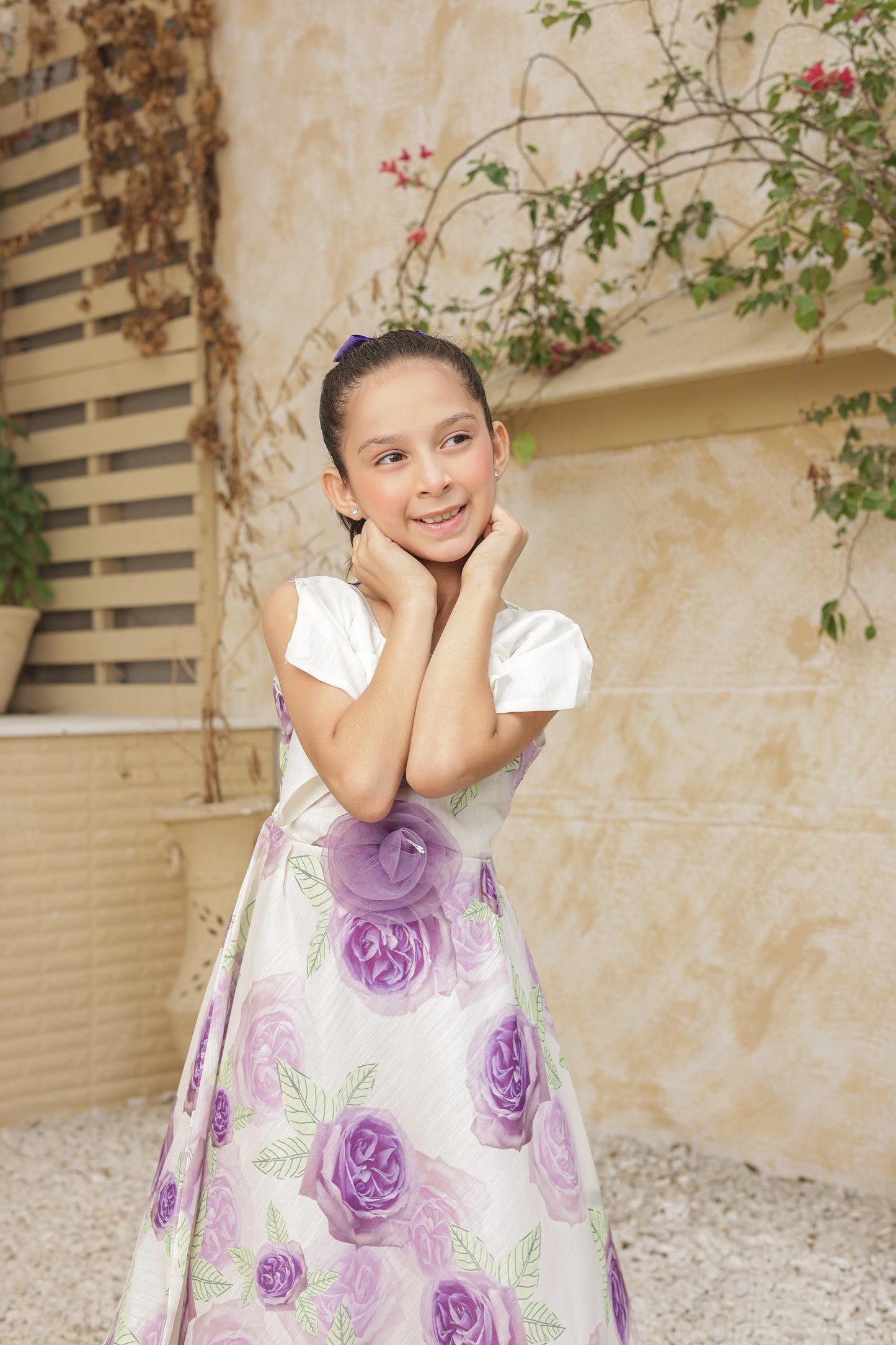 Lilac Bloom Frock Imported Printed Cotton Fabric
