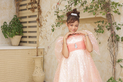 Fairy Peachy Frock Imported China Printed Nylon Fabric