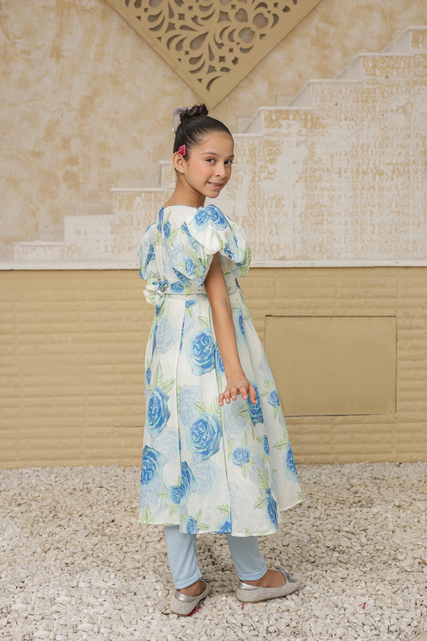 Sky Blossom Frock Imported Printed Cotton Fabric