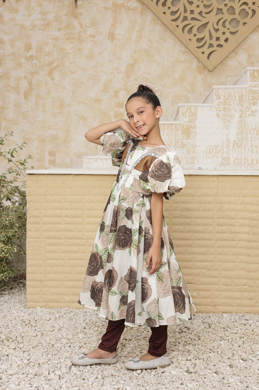 Rose Blossom Gown Frock Imported Printed Cotton Fabric