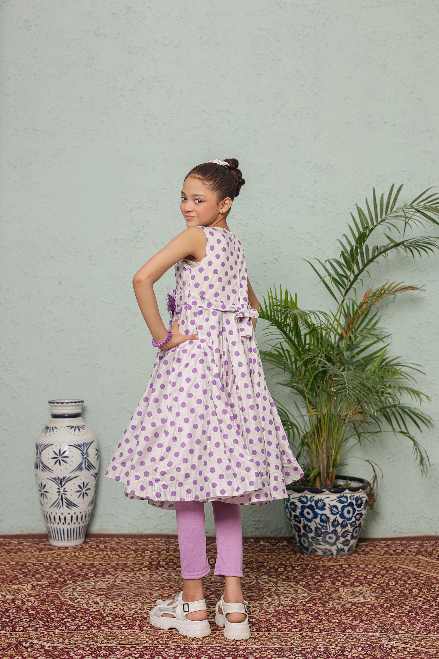 Purple Pop Princess Frock Imported Cotton Fabric
