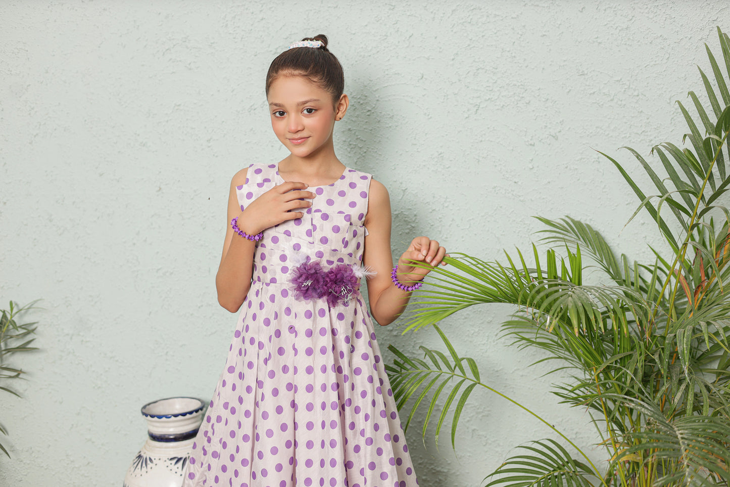 Purple Pop Princess Frock Imported Cotton Fabric