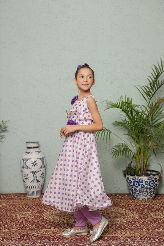 Lavender Bloom Frock Imported Cotton Fabric