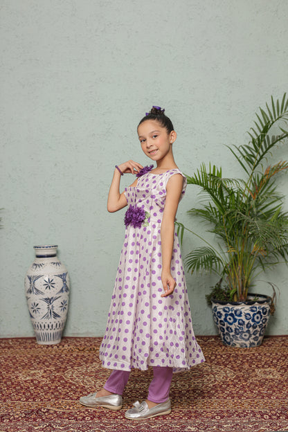Lavender Bloom Frock Imported Cotton Fabric