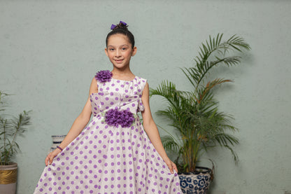 Lavender Bloom Frock Imported Cotton Fabric