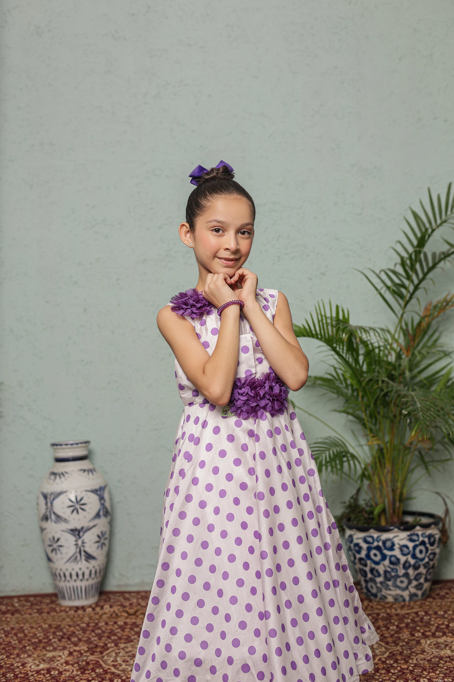 Lavender Bloom Frock Imported Cotton Fabric