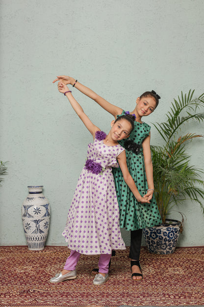 Fresh Mint Twirl Frock Imported Cotton Fabric