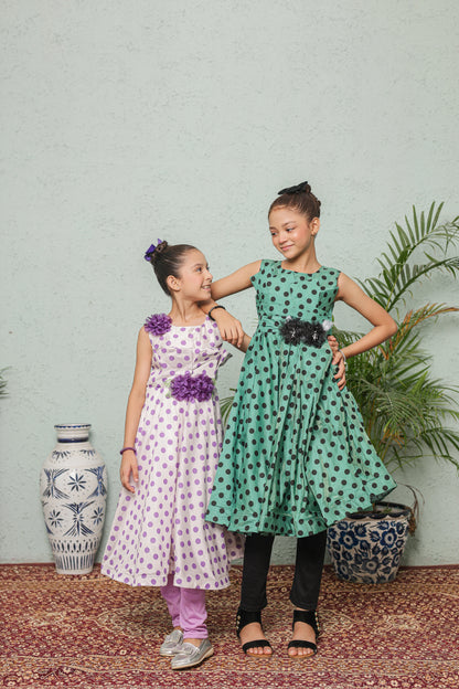 Fresh Mint Twirl Frock Imported Cotton Fabric