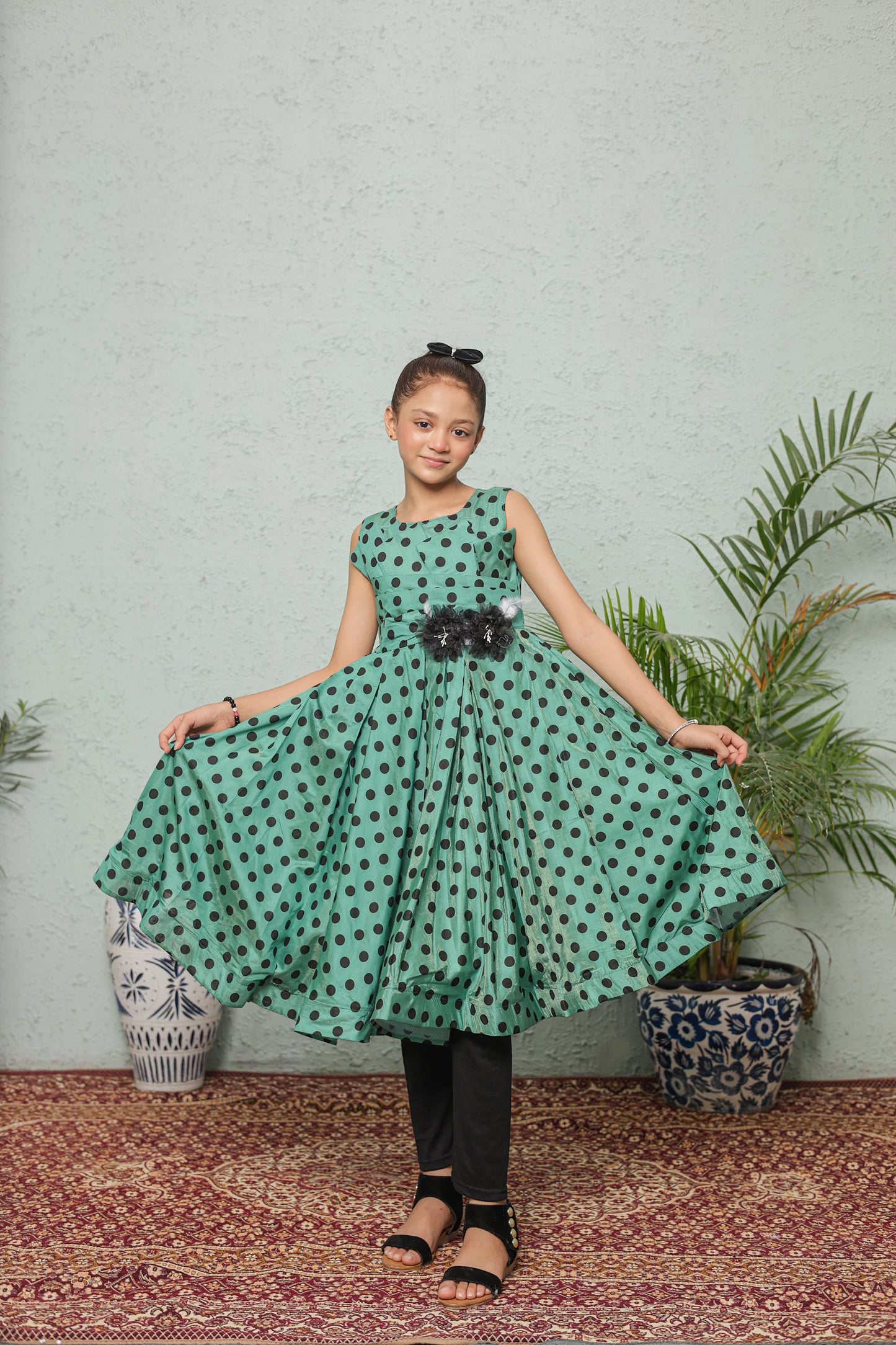Fresh Mint Twirl Frock Imported Cotton Fabric