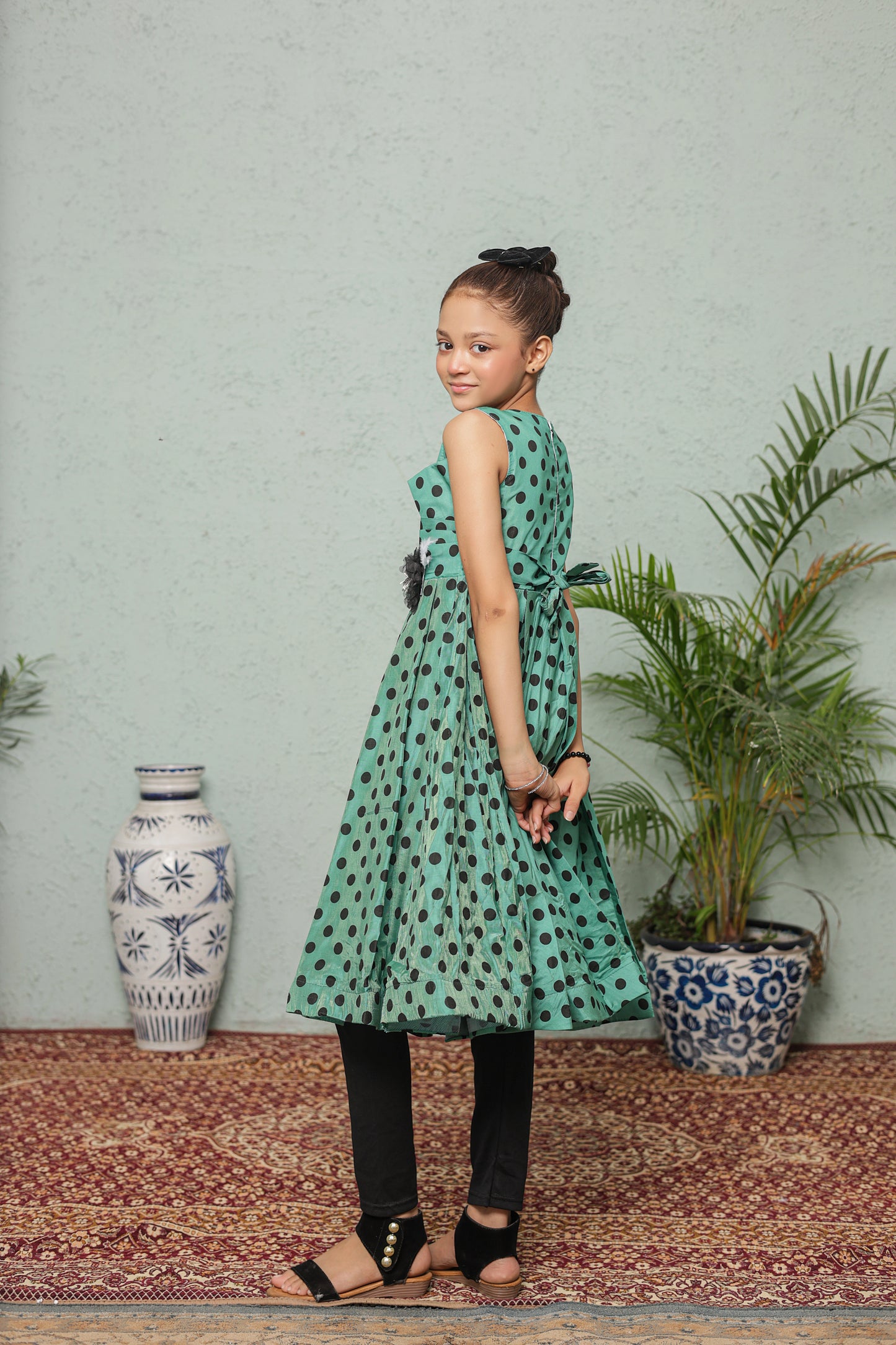 Fresh Mint Twirl Frock Imported Cotton Fabric