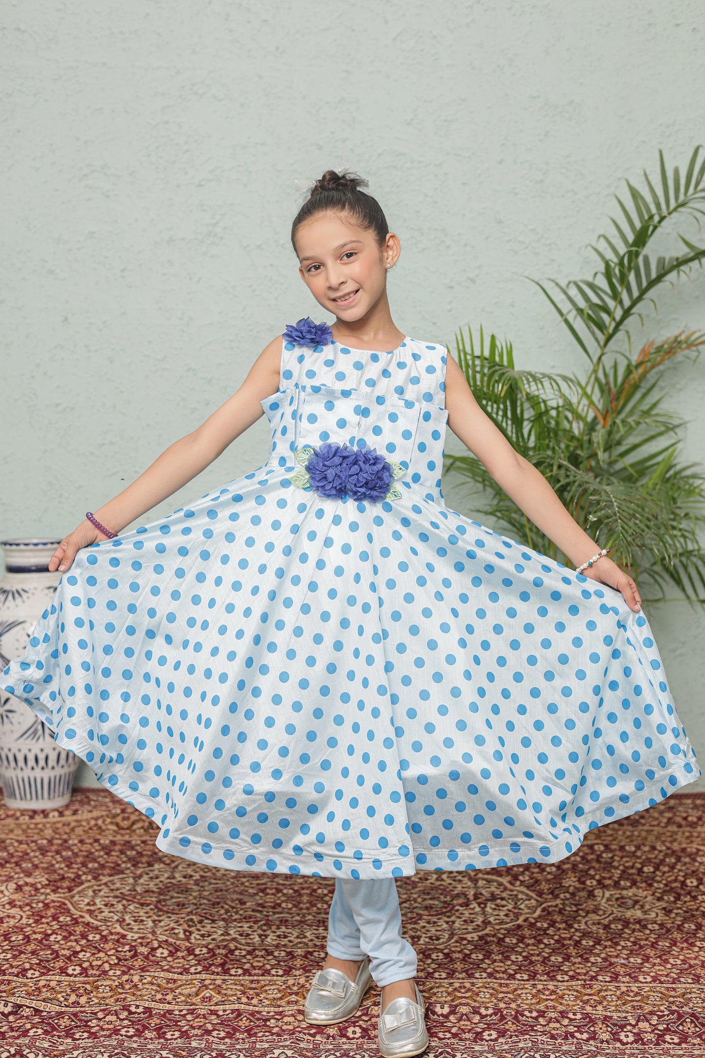 Ocean Bloom Frock Imported Cotton Fabric