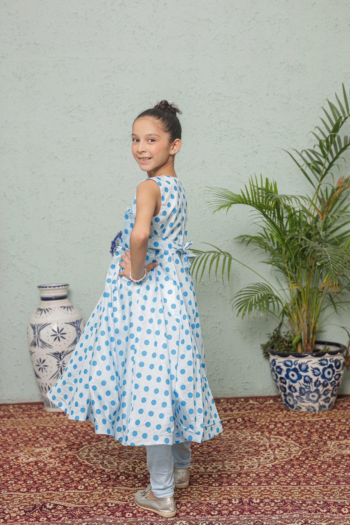 Ocean Bloom Frock Imported Cotton Fabric