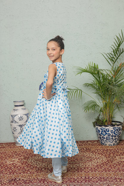 Ocean Bloom Frock Imported Cotton Fabric