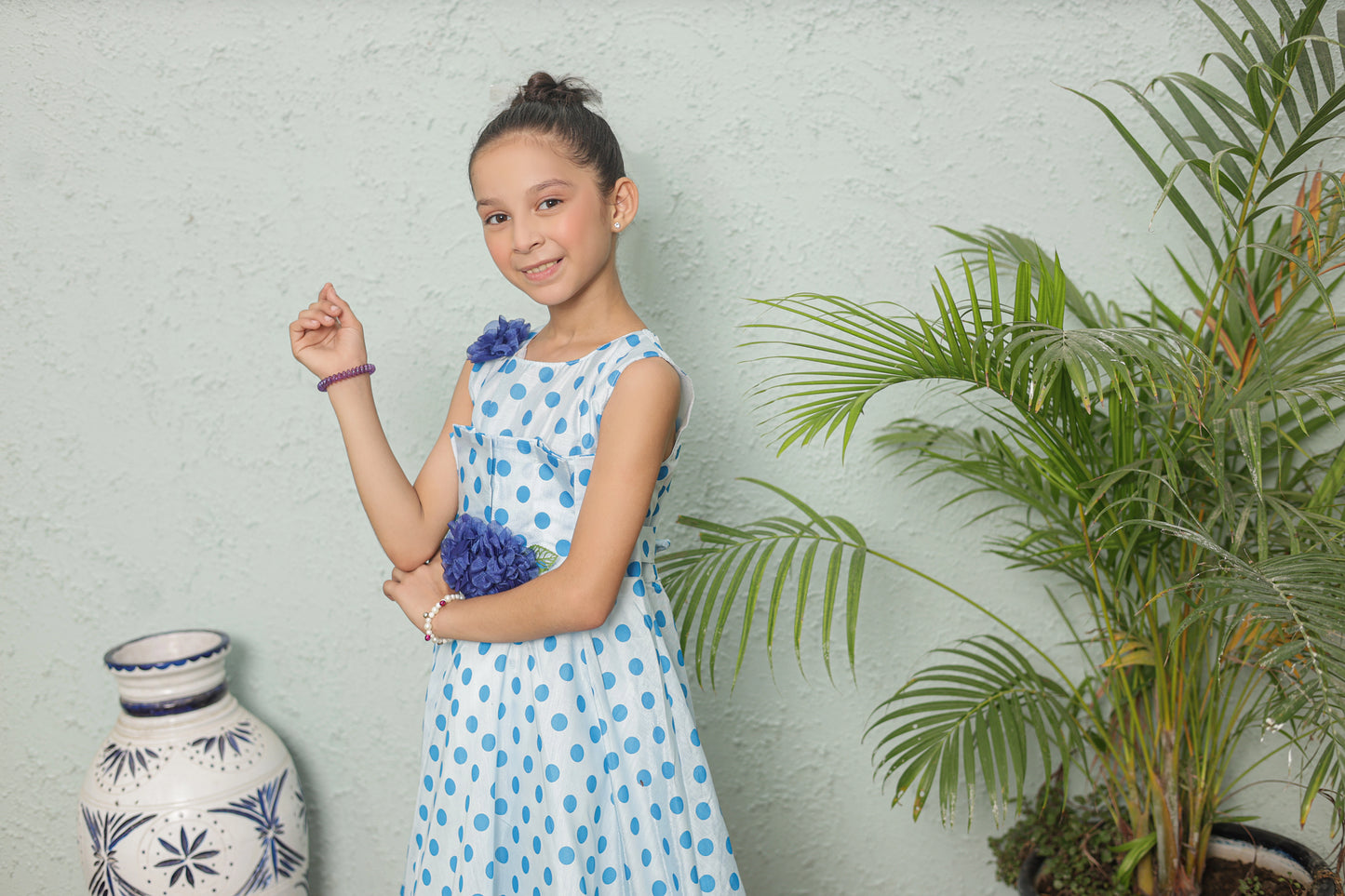 Ocean Bloom Frock Imported Cotton Fabric