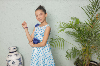 Ocean Bloom Frock Imported Cotton Fabric
