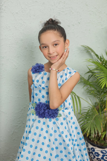 Ocean Bloom Frock Imported Cotton Fabric