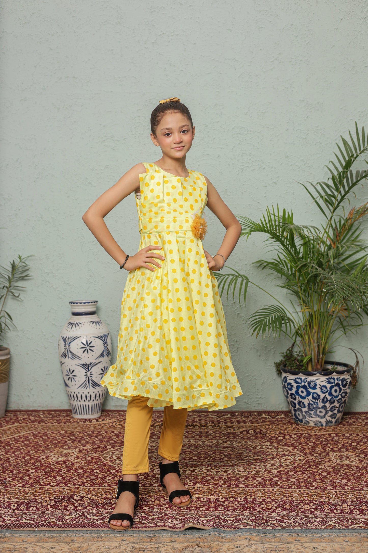 Orange Bloom Frock Imported Cotton Fabric