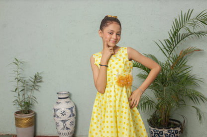 Orange Bloom Frock Imported Cotton Fabric