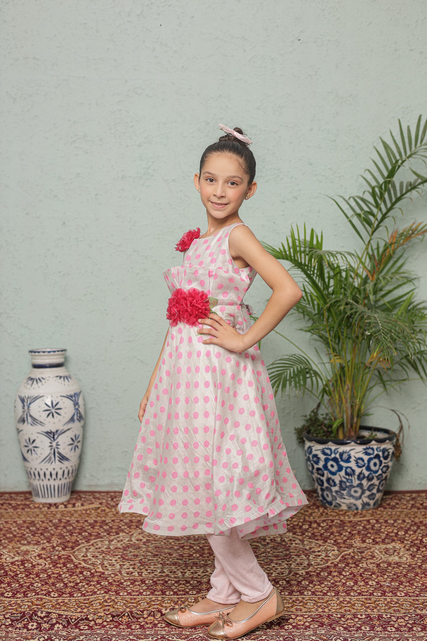 Pink Pop Princess Frock Imported Printed Cotton Fabric
