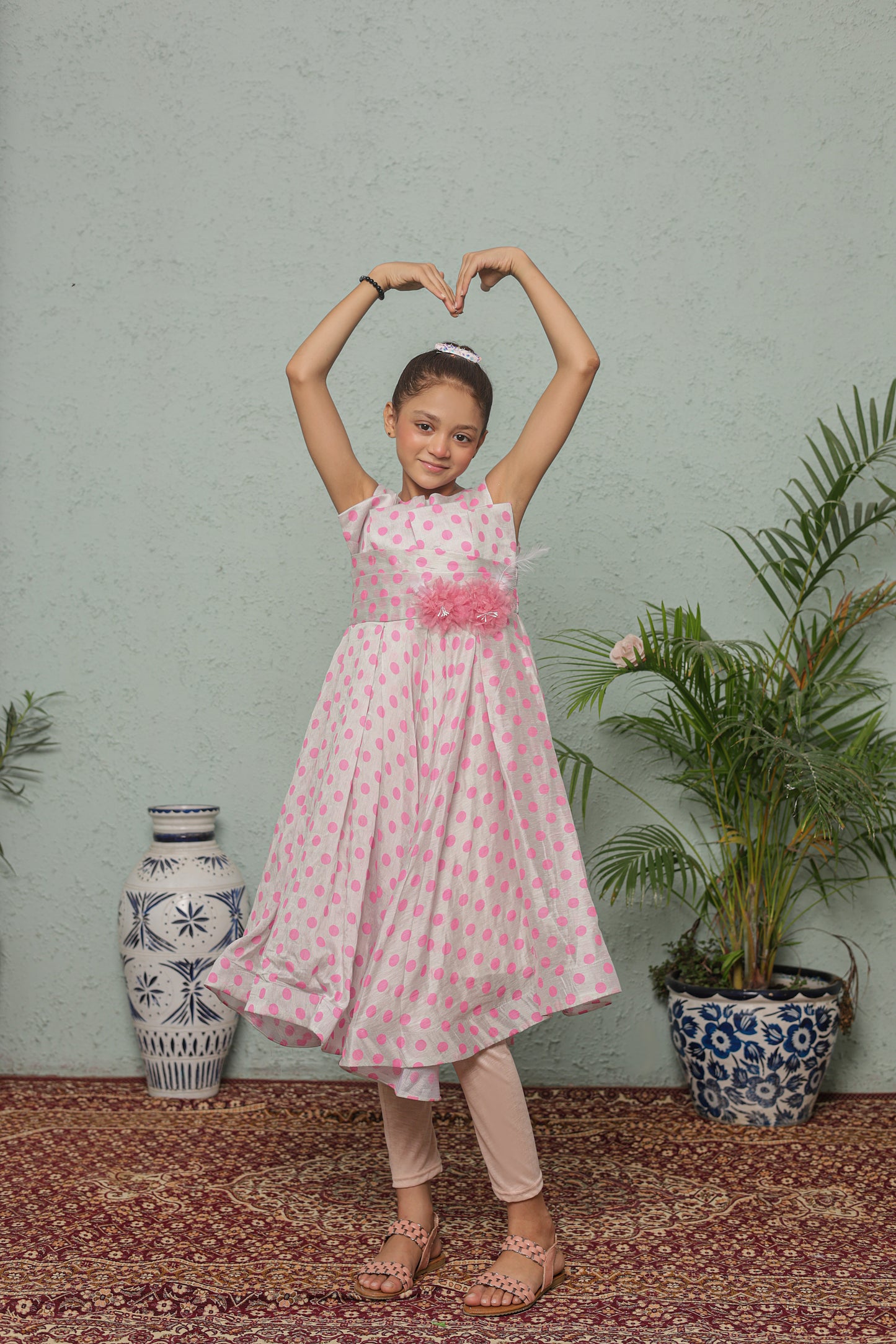 Rose-Pink Pop Princess Frock Imported Printed Cotton Fabric