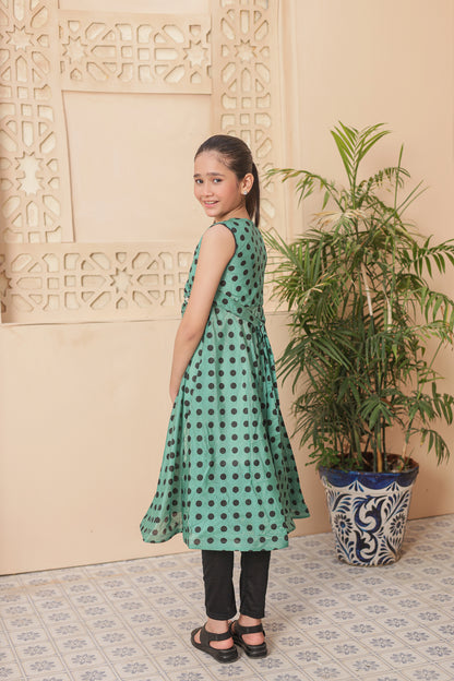 Retro Mint Dream Frock Imported Printed Cotton