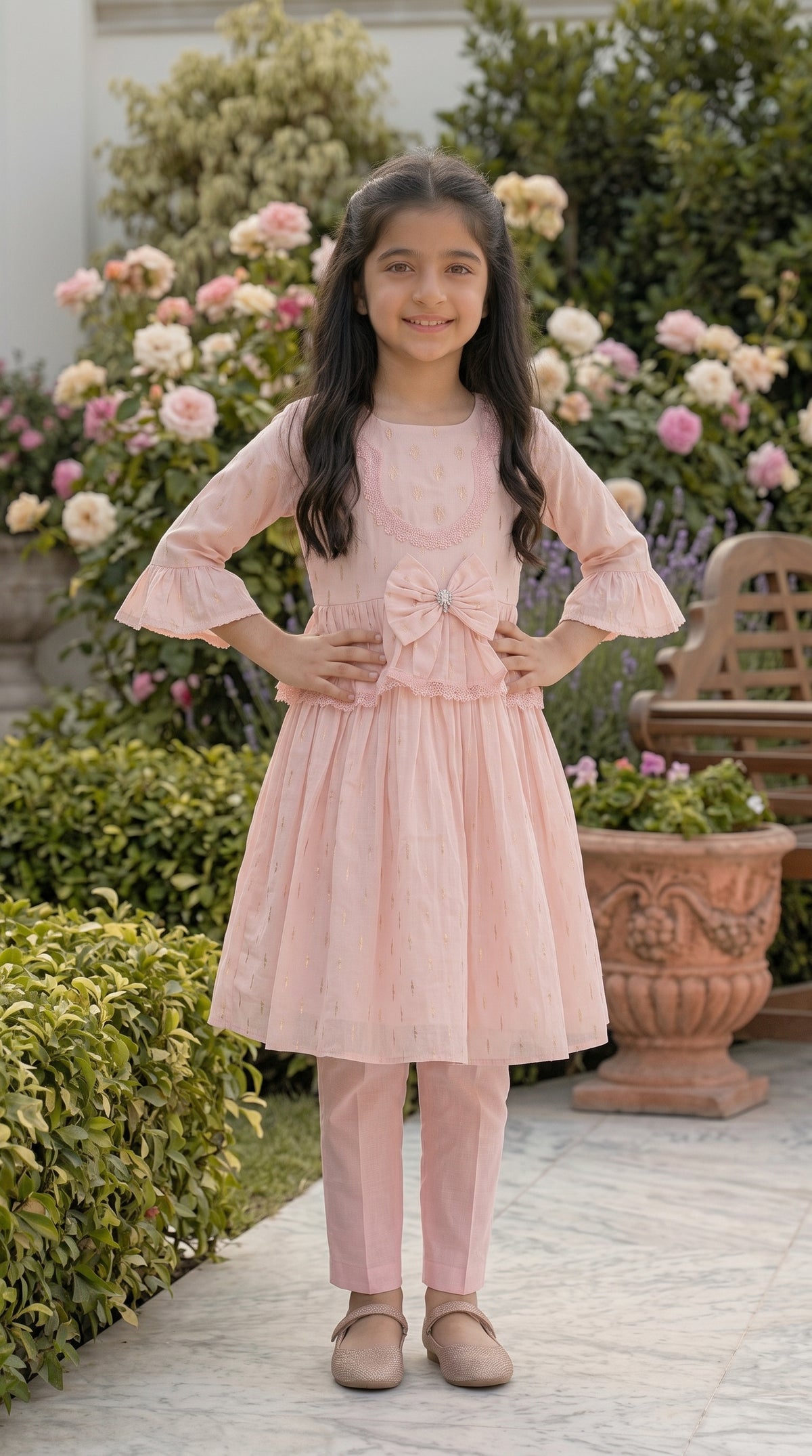 Blush Rose Premium Fancy Cotton Frock Set