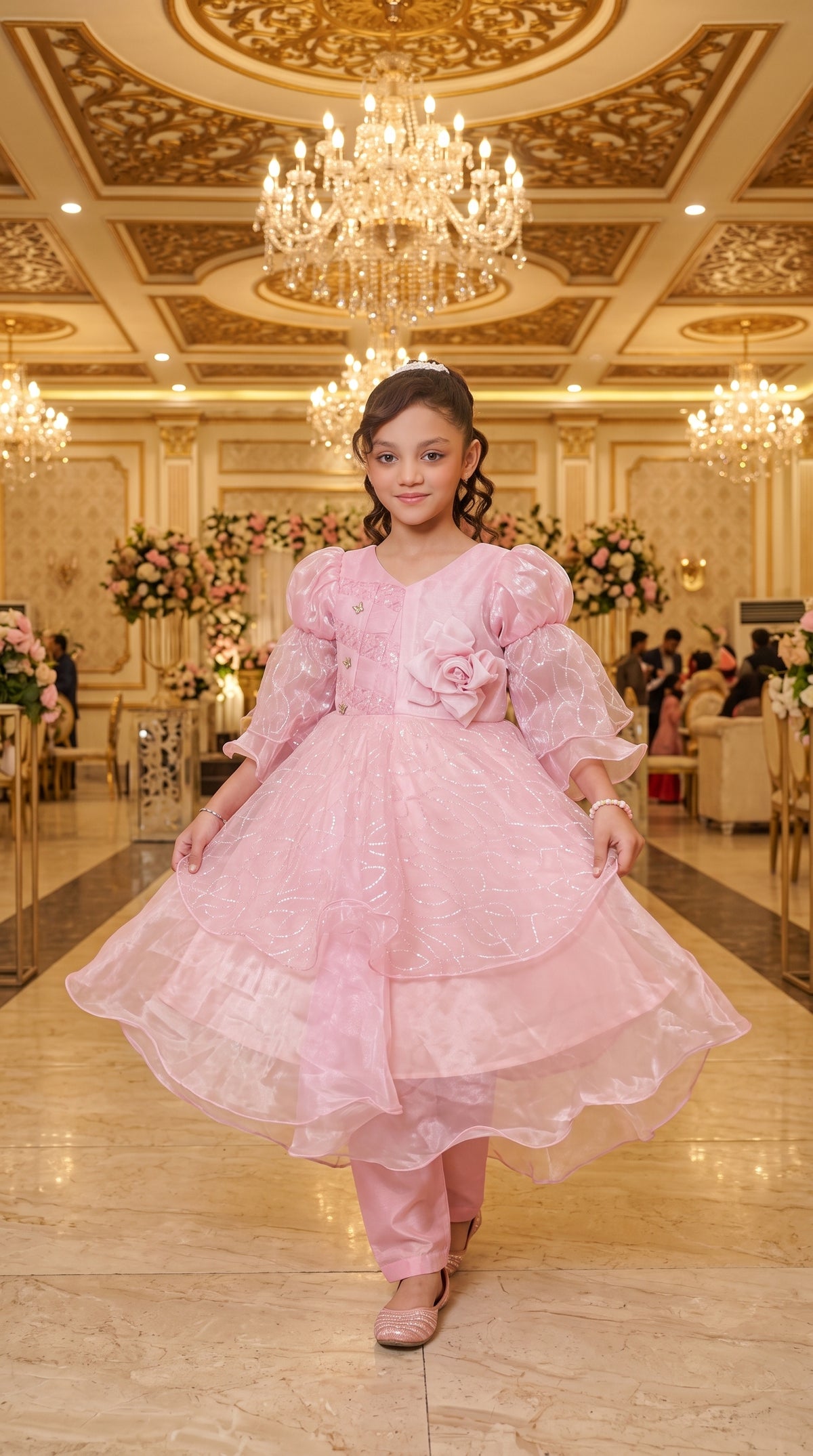 Beauty Bush Elegant Party Wear Net Frock Set